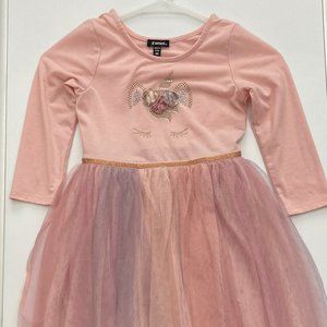 Zunie Girls Pink Chiffon and Knit Dress Size 6X